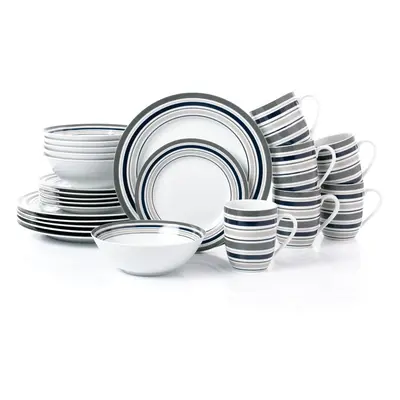 24pc Brompton Grey Stripe Dinner Set