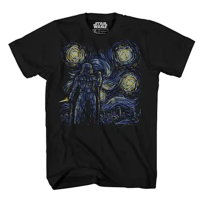 STAR WARS Starry Vader Men's Adult Graphic T-Shirt (Premium Black X-L