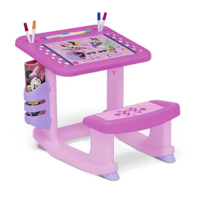 Disney Minnie Mouse Draw and Play Desk by Delta Children Includes Markers and Coloring Book Pink