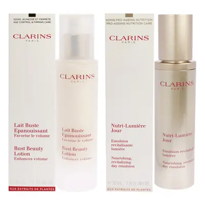 Clarins Bust Beauty Lotion and Nutri-Lumiere Day Emulsion Kit For Women Pc Kit 1.7oz Lotion, 1.6