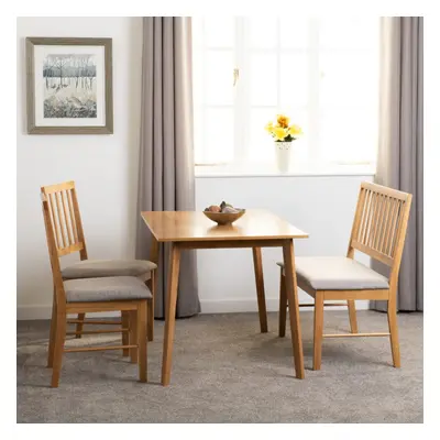 Austin Dining Set Table Bench and Chairs in Oak Effect and Grey Fabric