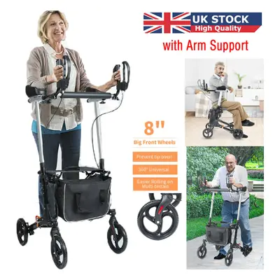 Upright Rollator Mobility Walker Stand Up Walking Medical Aid w/Seat