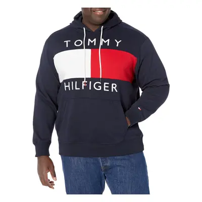 Tommy Hilfiger Men's Tall Long Sleeve Fleece Flag Pullover Hoodie Swea