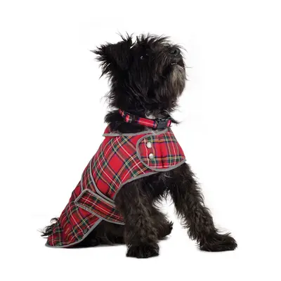 Muddy Paws Highland Tartan Coat Red Xlge