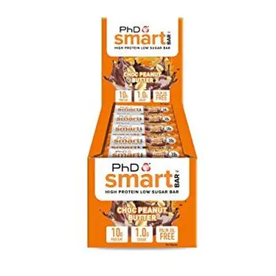 PhD Smart Bar-High Protein Low Sugar Bar, Chocolate Peanut Butter, g, Pack of