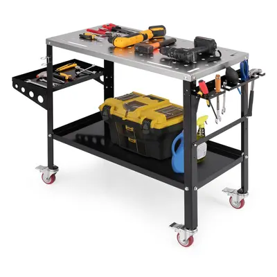 Welding Table 580KG Welding Workbench on Wheels w/ Tool Rack & Tray