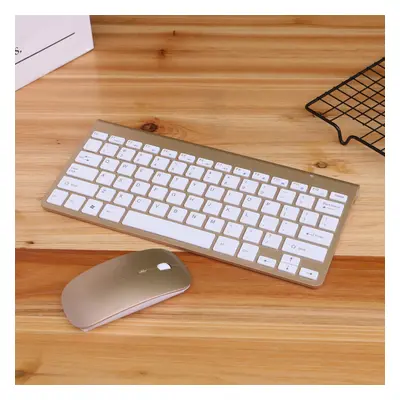 (Gold) Slim 2.4G Cordless Wireless Keyboard Mouse Set