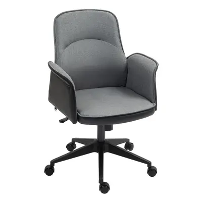 HOMCOM Office Chair, Linen Desk Chair with Adjustable Height Grey