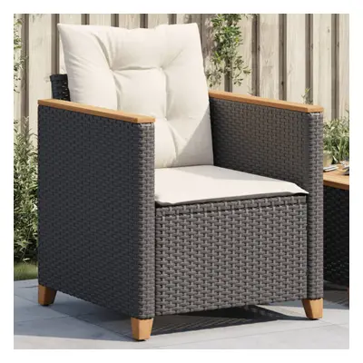 vidaXL Patio Chair with Cushions Black Poly Rattan