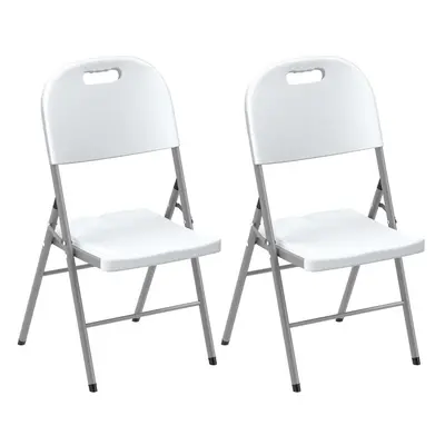 Outsunny 2PCS Folding Chair with Steel Frame, Garden Chair Set, White