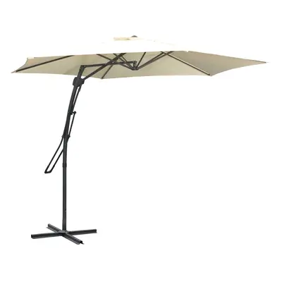 Outsunny 3m Cantilever Parasol with Easy Lever Crank Handle Metal Ribs White