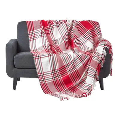 (Red, x cm) Tartan Check Sofa and Bed Throw