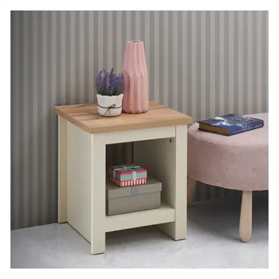 Lisbon Side Lamp Table Bedside Cabinet With Open Storage Shelf Cream