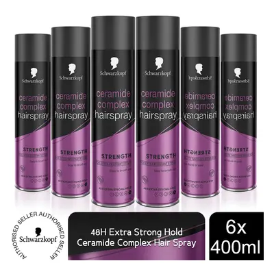 Schwarzkopf Ceramide Complex Hairspray for Mega Strong Hold, 6x400ml