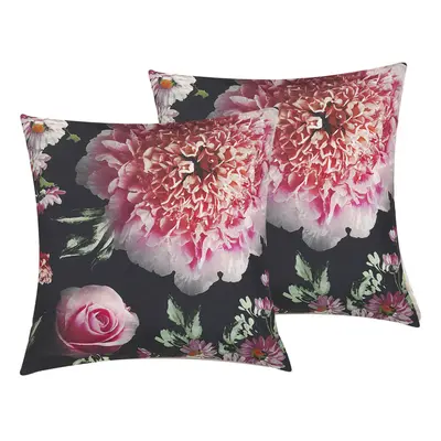 Set of Cushions Flower Pattern x cm Multicolour HEDERA