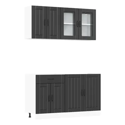 (black) vidaXL Piece Kitchen Cabinet Set Kalmar Grey Sonoma Engineered Wood