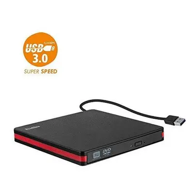 Rioddas External CD Drive, USB 3.0 Portable CD/Dvd +/-Rw Drive Slim Dvd/CD Rom Rewriter Burner F