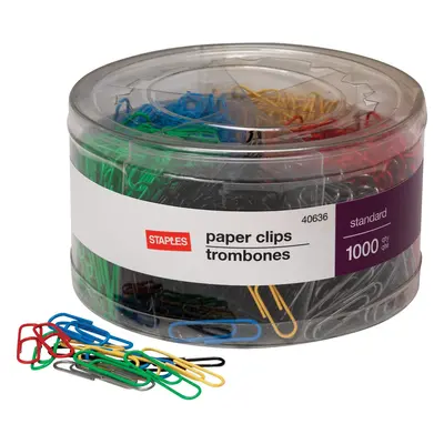 Staples; #1 Size Vinyl-Coated Paper Clips 1000/Tub