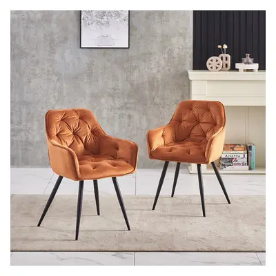 (Set of chairs, Orange) 2/4 Dining Chairs Velvet Chairs home & restaurants