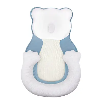 (blue) Baby Infant Newborn Pillow Cushion Prevent Flat Head Sleep Nest Pod Anti Roll