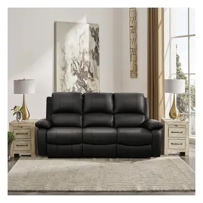 (Black, Seat Only) Reclining Luxury Leather Sofa Set In Choice of colours- Piece, Piece, Armchai