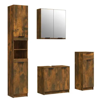 (Smoked oak) vidaXL Bathroom Cabinet Set Piece Engineered Wood Vanity Unit Multi Colours