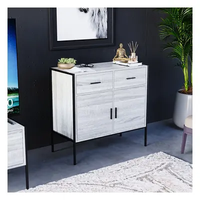 (Grey) Brooklyn Industrial Wood Door Drawer Sideboard