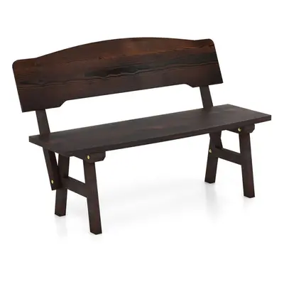 2-Seat Outdoor Patio Bench Spruce Wood Garden Loveseat with Inclined Backres