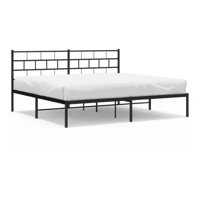 (black, x cm/with headboard) vidaXL Metal Bed Frame Bedroom Platform Bed Base Bedstead Mattress 