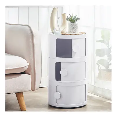 (White) 3-Tier Round Drawer Storage Cabinet Organizer