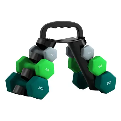 SPORTNOW Dumbbells Set with Carry Storage Rack, x 1kg, x 3kg, x 5kg