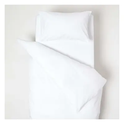 (White) Organic Cotton Cot Bed Duvet Cover with Pillowcase Thread Count