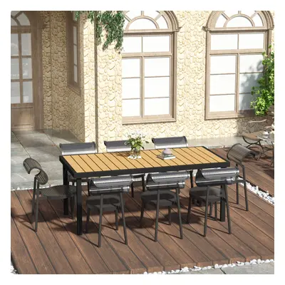 Outsunny Garden Dining Table for 8, Aluminium Frame for Patio, Natural