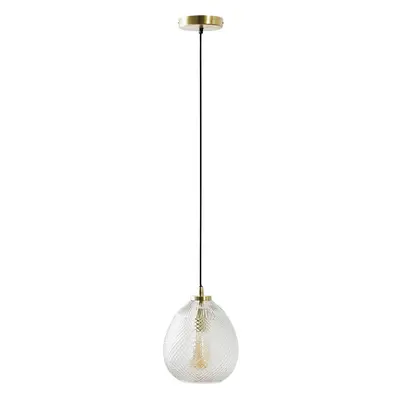 Aurelian Modern Vintage Brass & Black Pendant with Glass Shade + E27 4W LED Filament Shaped Bulb