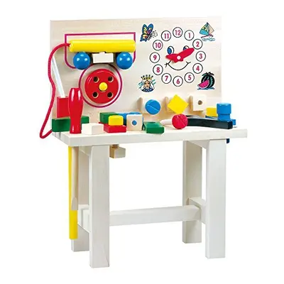 82145 Toddler Workbench with Tools, Chatter Telephone and Clock for Learning to Tell Time. A Mul