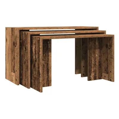 (old wood) vidaXL Nesting Tables Hallway End Table Coffee Table pcs Engineered Wood