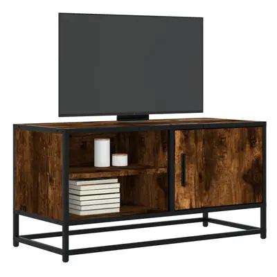 vidaXL TV Cabinet Smoked Oak 80x34.5x40 cm Engineered Wood and Metal