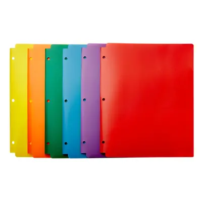 Amazon Basics Plastic Hole Punch Folders with Pockets 8.5 x inches Pack of Assorted Color