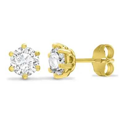 Jewelco London Solid 9ct Yellow Gold White Round Brilliant Cubic Zirconia Claw Solitaire Heavy W