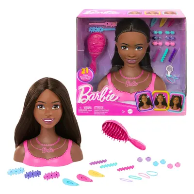 Barbie Doll Styling Head Brown Hair with Colorful Accessories Dol