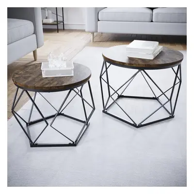 (Dark Wood) Vida Designs Brooklyn Nest of Geometric Tables