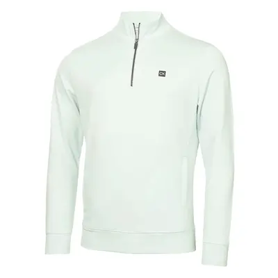 (L, Light Jade) Calvin Klein Mens Concord Half Zip Stretch Soft Wicking Golf Sweater