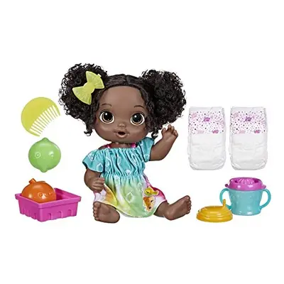 Fruity Sips Doll, Lime, Pretend Juicer Baby Doll Set, Drinks & Wets, Toy for Kids and Up, Black 