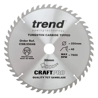 Trend CSB/25048 Craft Pro Combination TCT Circular Blade Ideal for Dewalt, Einhell, and Scheppac