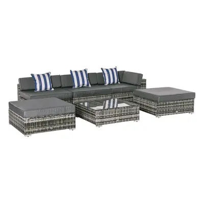 Outsunny Pieces Rattan Furniture Set Conservatory Sofa Deluxe Wicker Garden