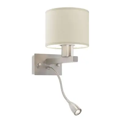 Leds-C4 Torino - LED Light Indoor Wall Light Satin Nickel with Reading Lamp, E27