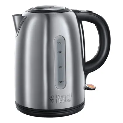 Brushed Stainless Steel & Black Electric 1.7L Cordless Kettle (Fast Boil 3KW, Removable washable