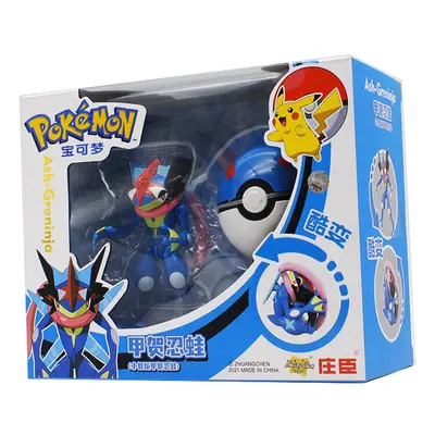 (Greninja With Box) Genuine Pokemon WCT Battle Feature Figures Pet Elf Ball Belt Retractable