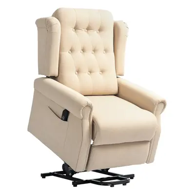 HOMCOM Power Lift Recliner Armchair with Wingback, Button Tufted, Beige