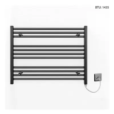 (900 x 600mm) Black Electric Bathroom Towel Rail Radiator